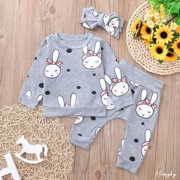 Gray Crewnek Bunny Casual Wear with Headband