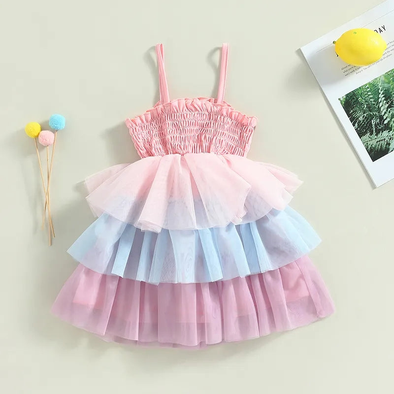 Rainbow Ruffle Special Occasions Dress