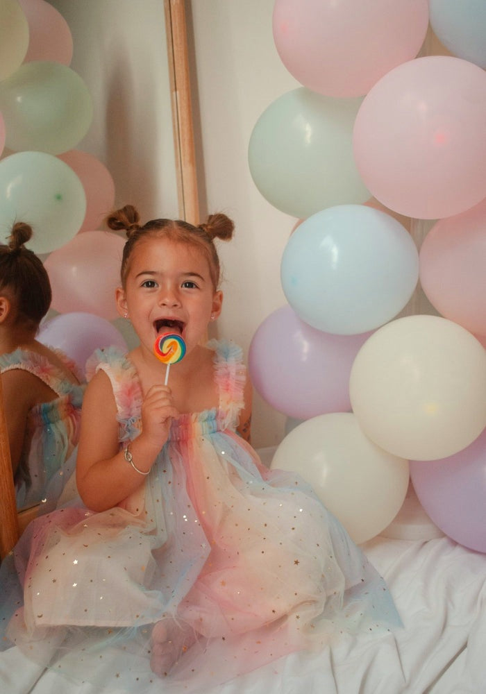 Rainbow Star Tulle Mesh Dress