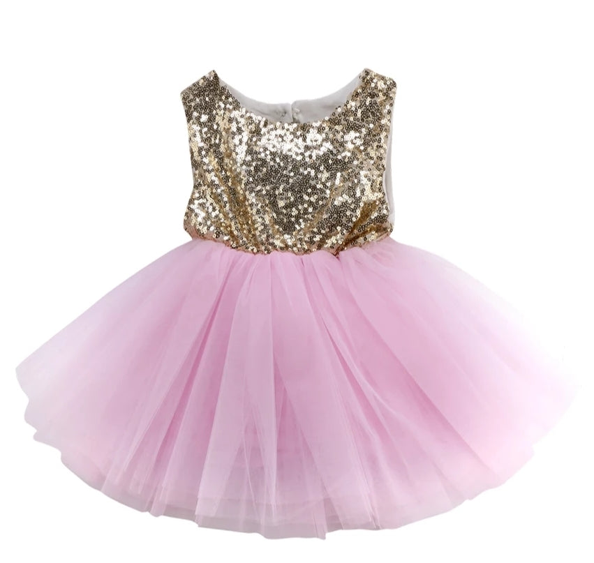 Gold Seuince Pink Tutu Dress