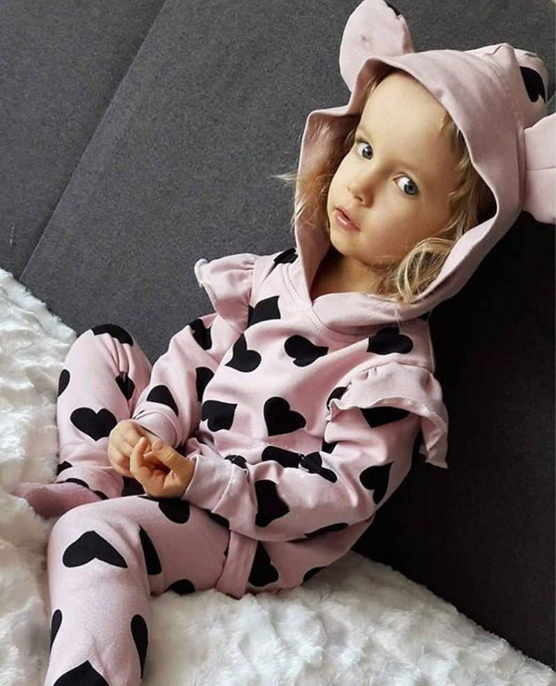 Pink Heart Hooded Tracksuit