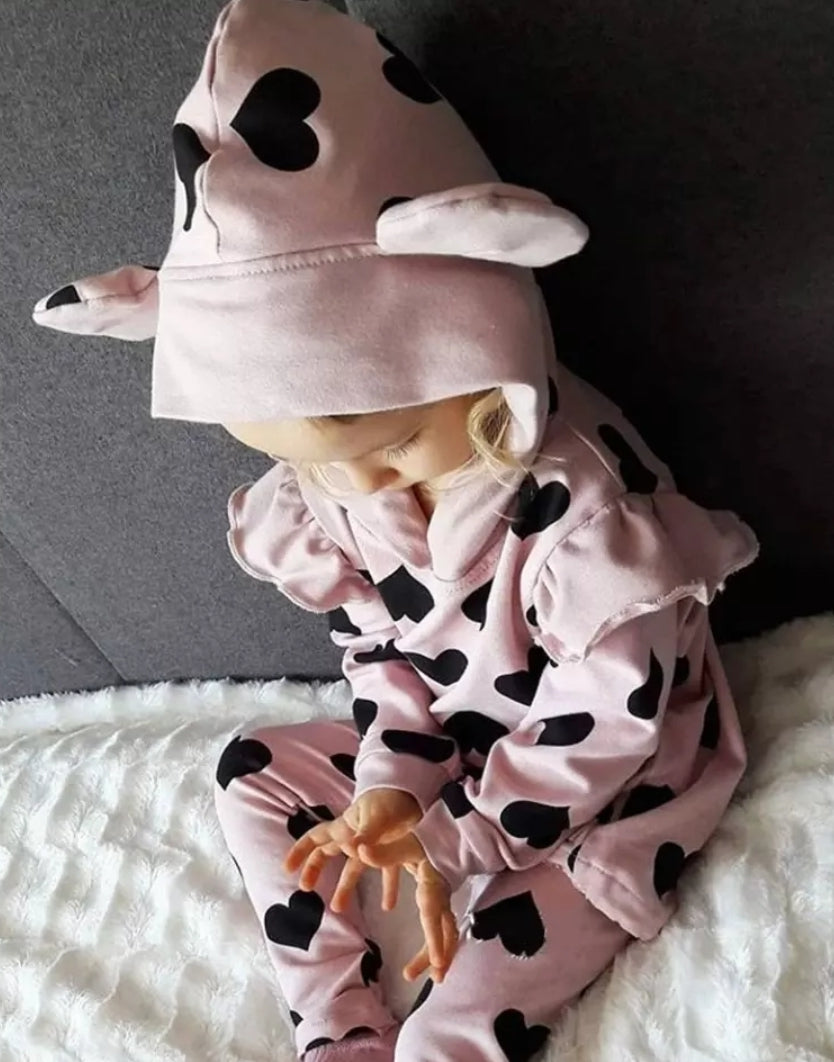 Pink Heart Hooded Tracksuit