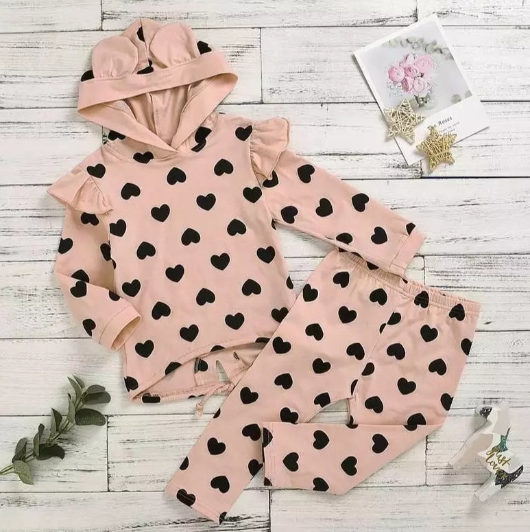 Pink Heart Hooded Tracksuit