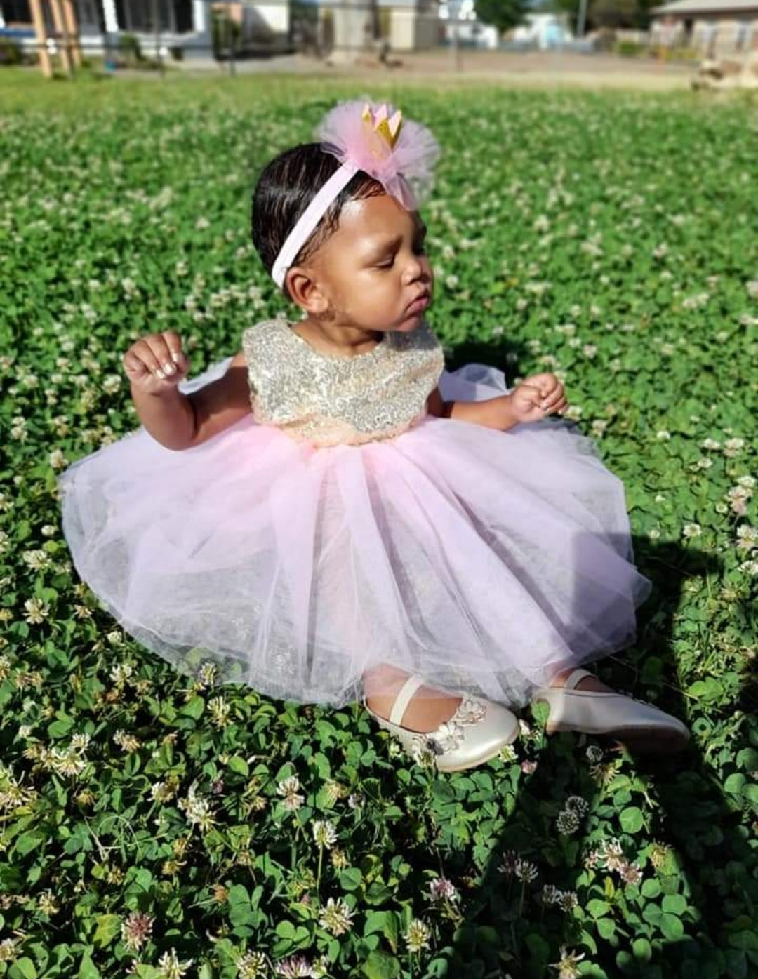 Gold Seuince Pink Tutu Dress