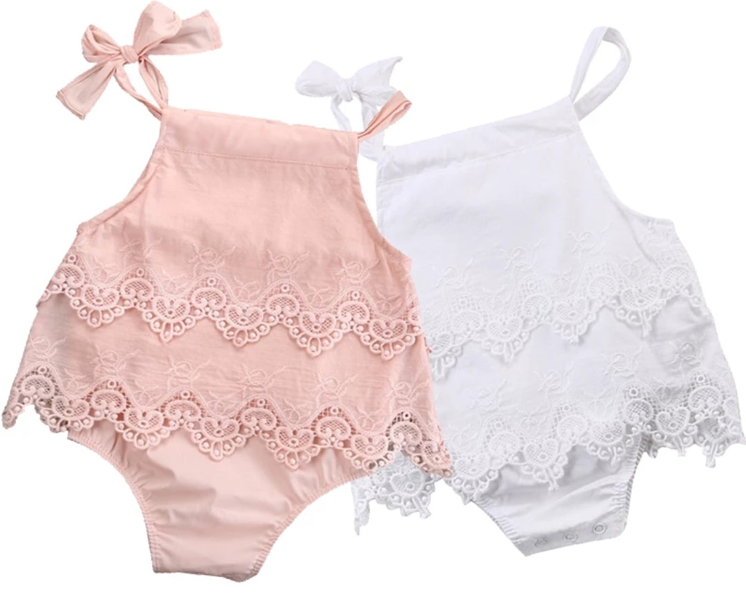 Peach Lace Boho Romper