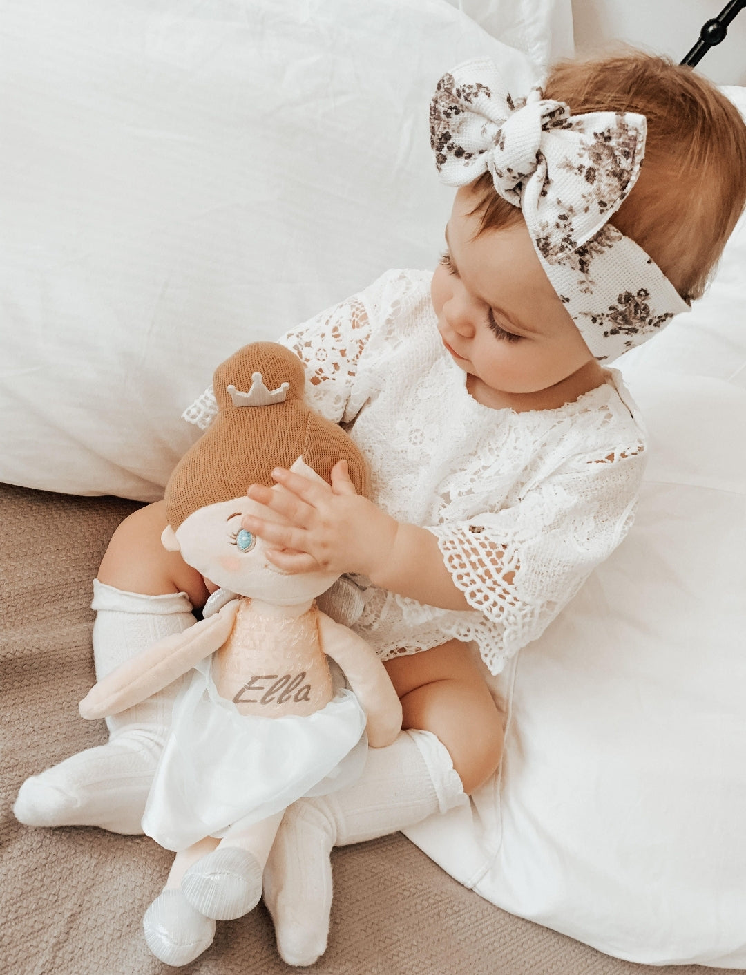 Bell Sleeve Lace White Romper