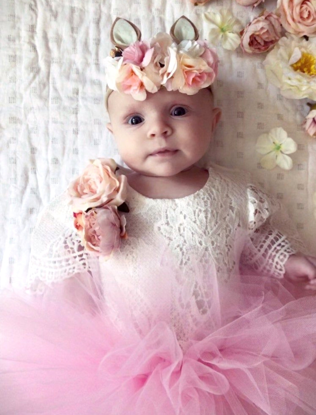 Bell Sleeve Lace White Romper