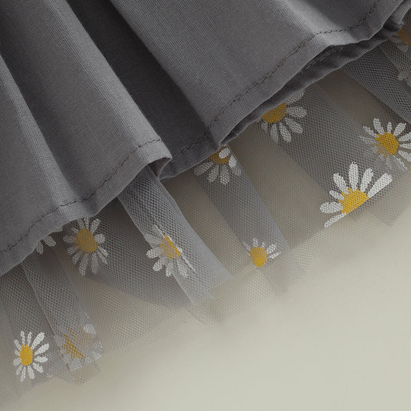 Gray Daisy Tulle Dress