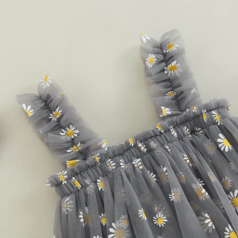 Gray Daisy Tulle Dress