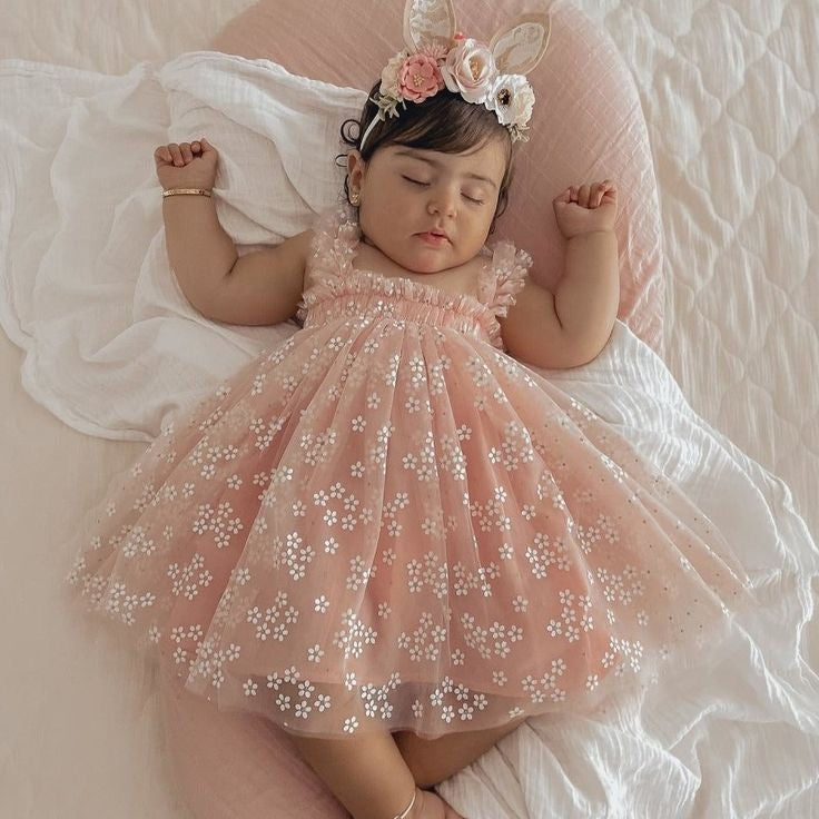 Pink Daisy Tulle Romper