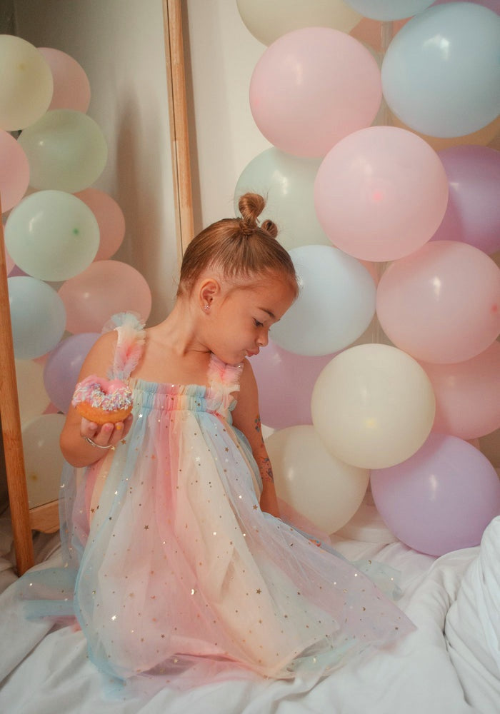 Rainbow Star Tulle Mesh Dress