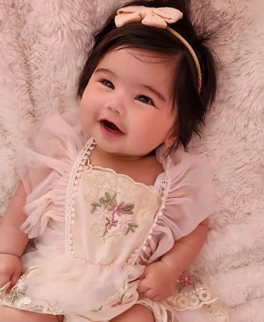 Ruffle Soft Pink Romper with Embroidered FloTulle and Headband