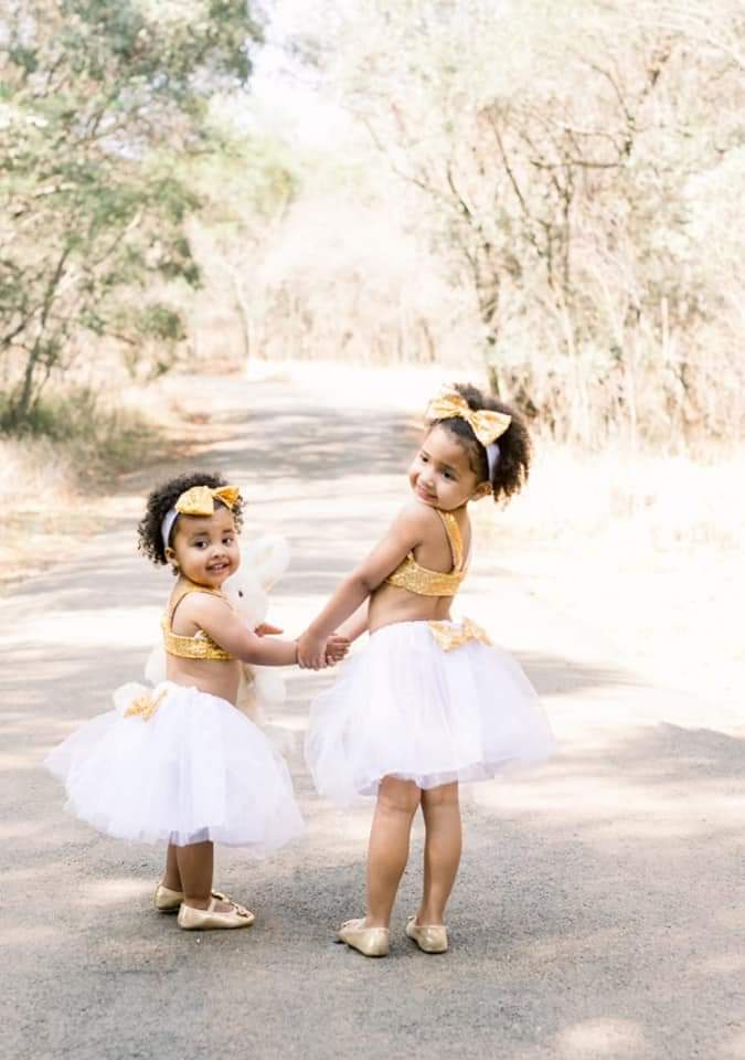 Gold Sequins Crop Top with Tutu and Headband
