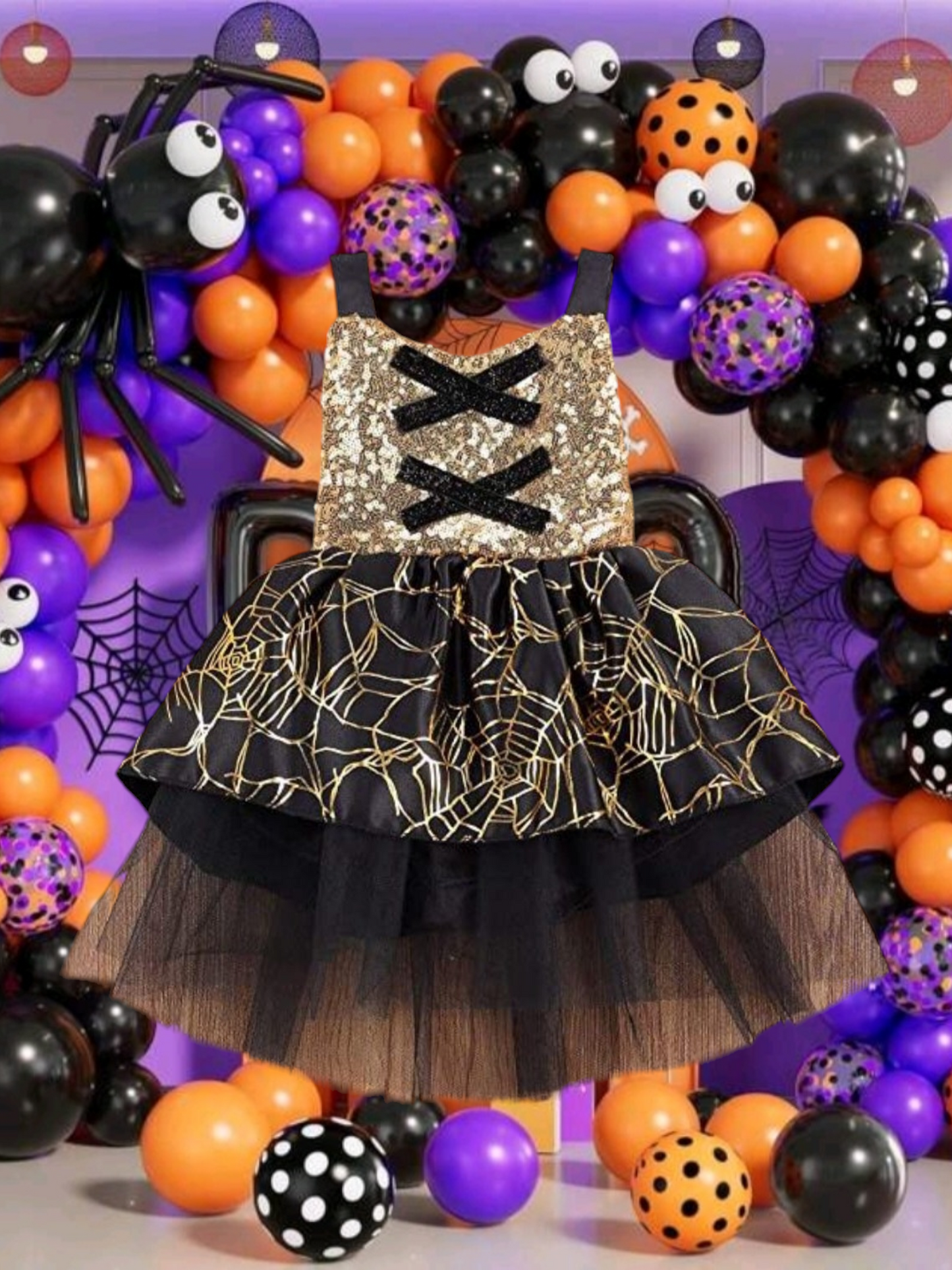 Black Spiderweb Romper with Romantic Tutu