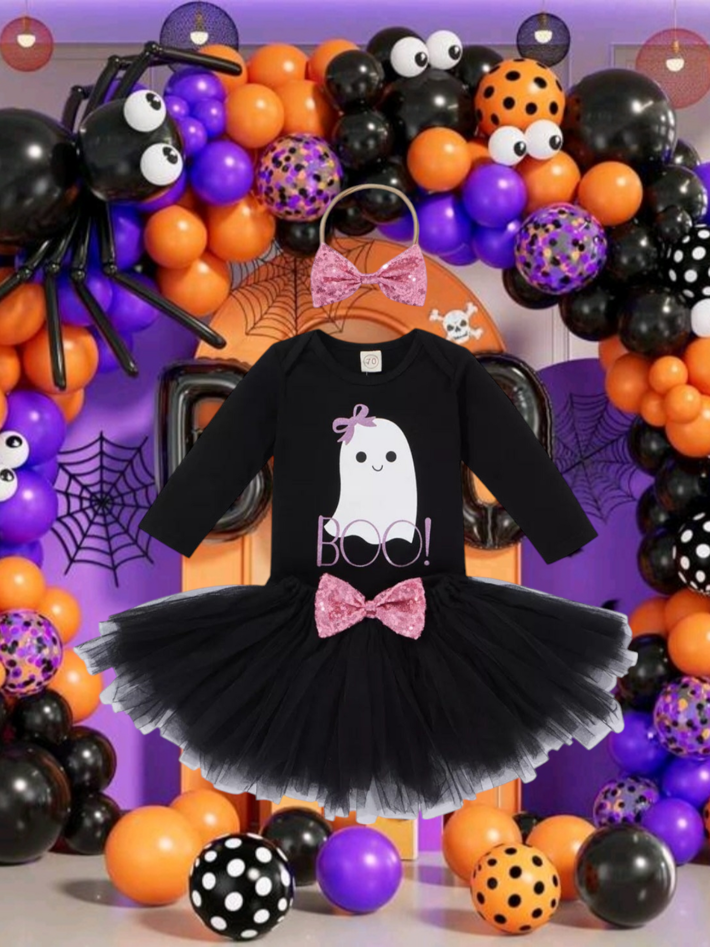 BOO Halloween Romper Tutu And Bow