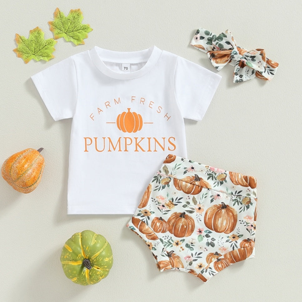 Farm Fresh Pumpkins T-shirt with Bloomer and Headband