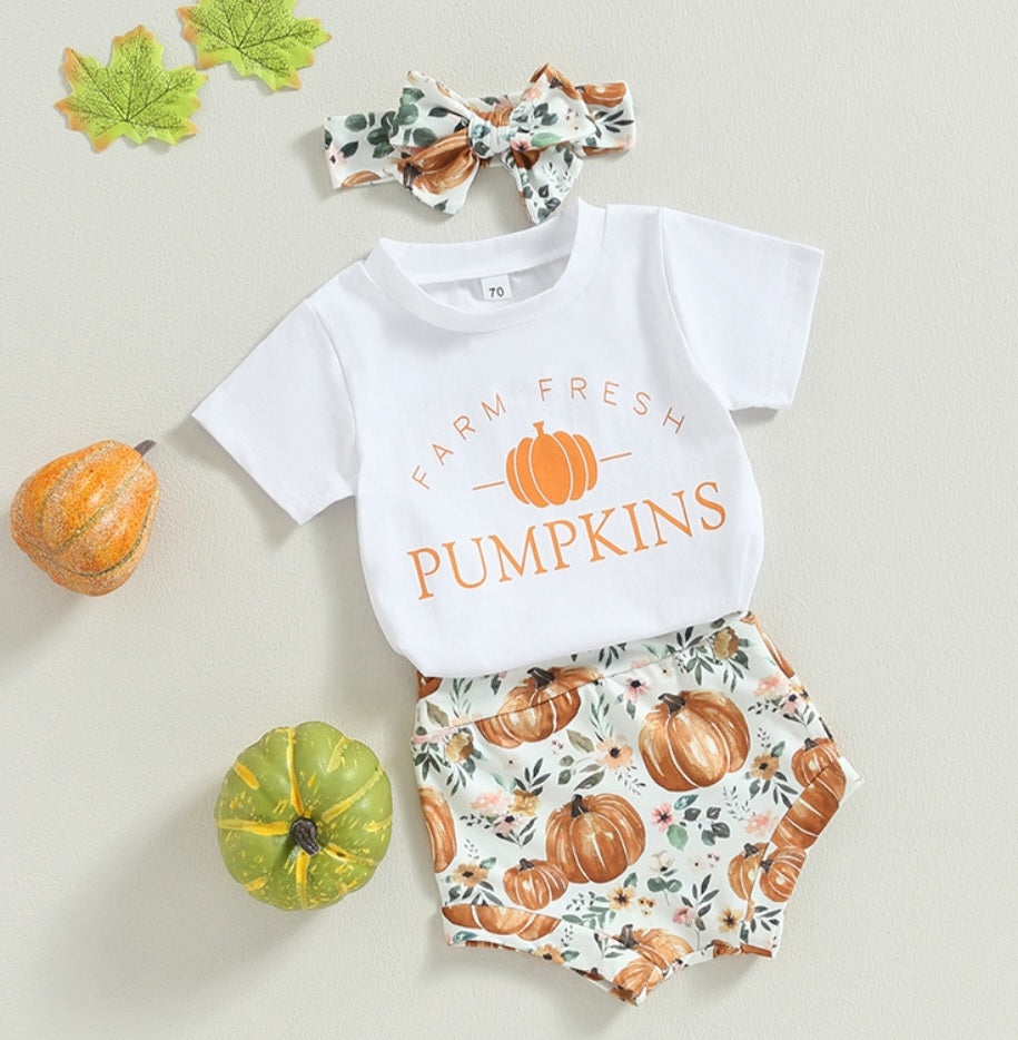 Farm Fresh Pumpkins T-shirt with Bloomer and Headband