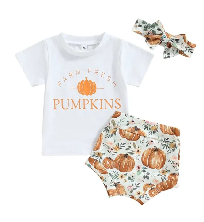 Farm Fresh Pumpkins T-shirt with Bloomer and Headband