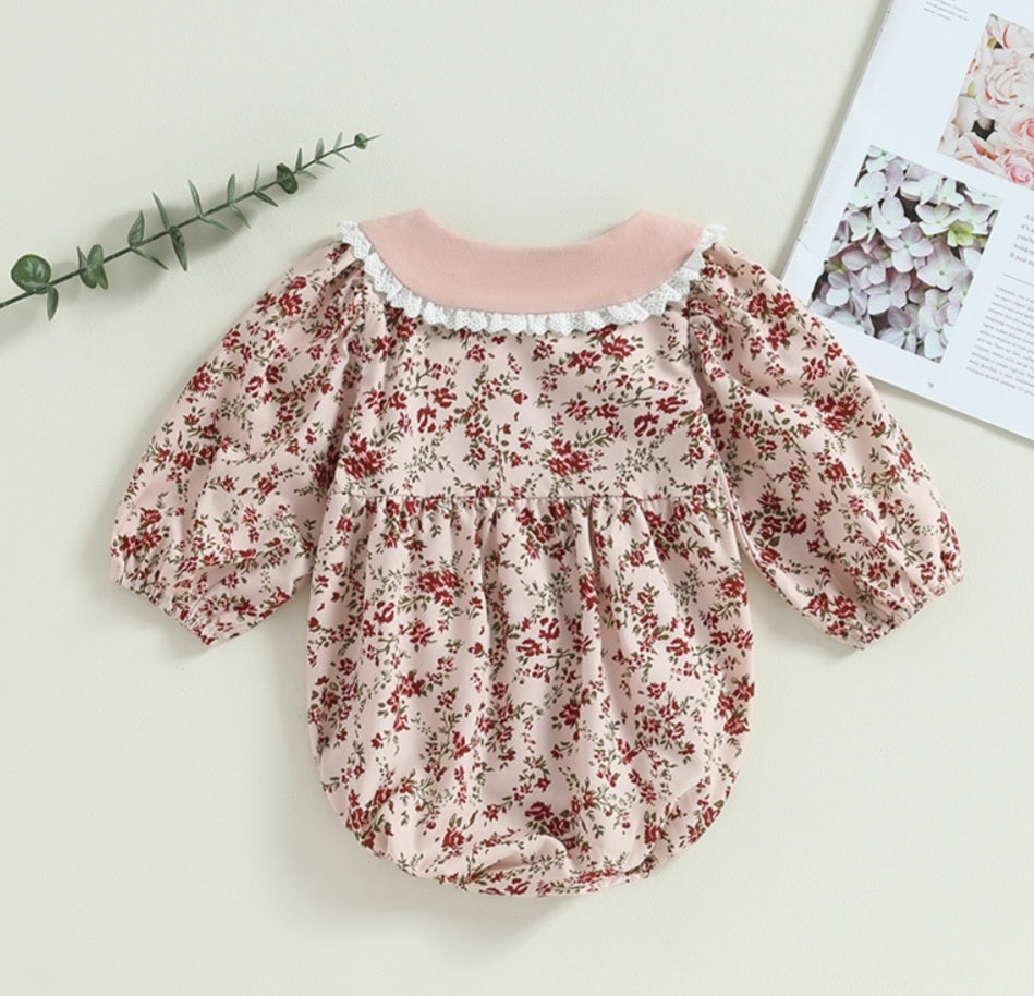 Pink Petite Floral Balloon Romper