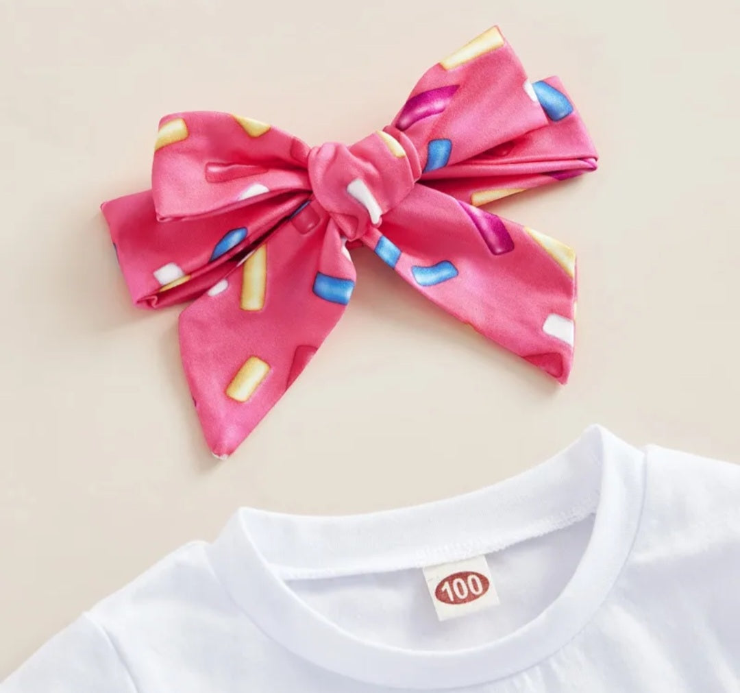 Two Sweet Donuts T-shirt with Bell Bottoms and Headband