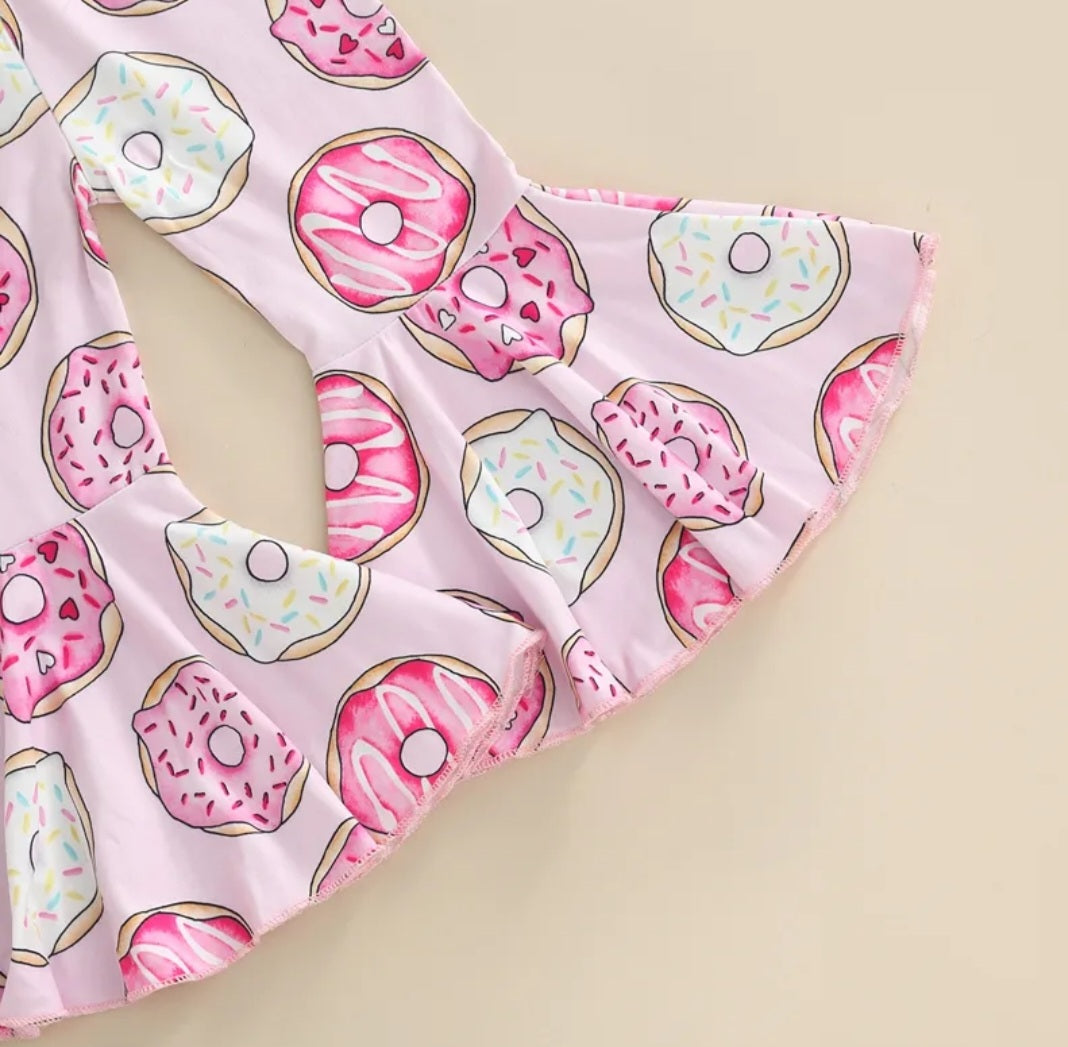 Two Sweet T-shirt with Bell Bottoms and Headband Doughnut