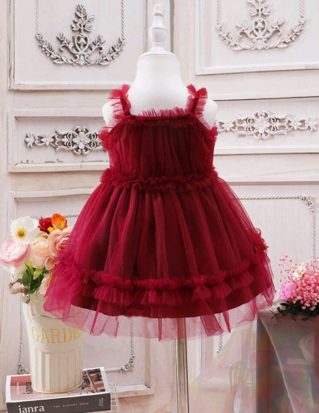 Maroon Mesh Dress