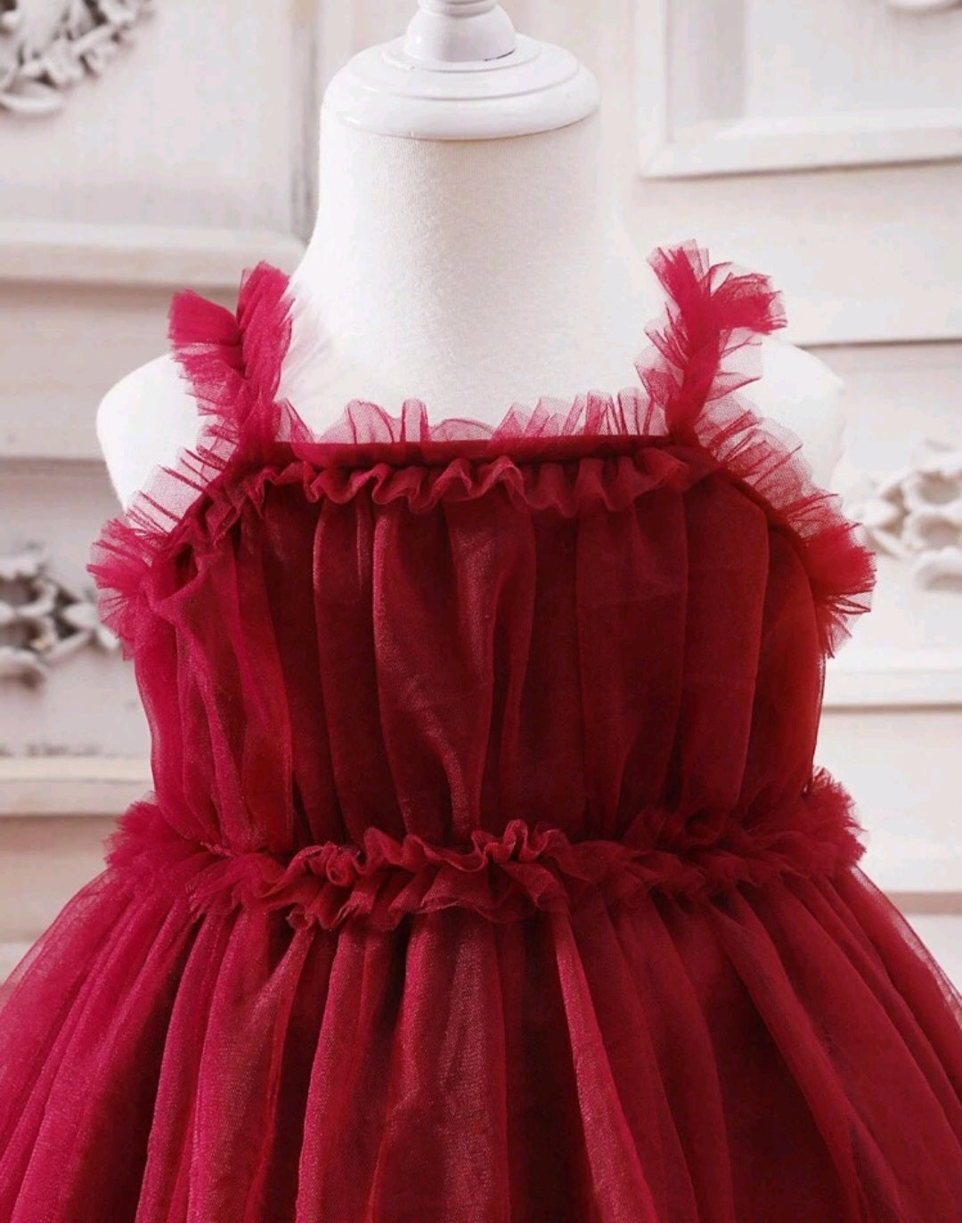 Maroon Mesh Dress