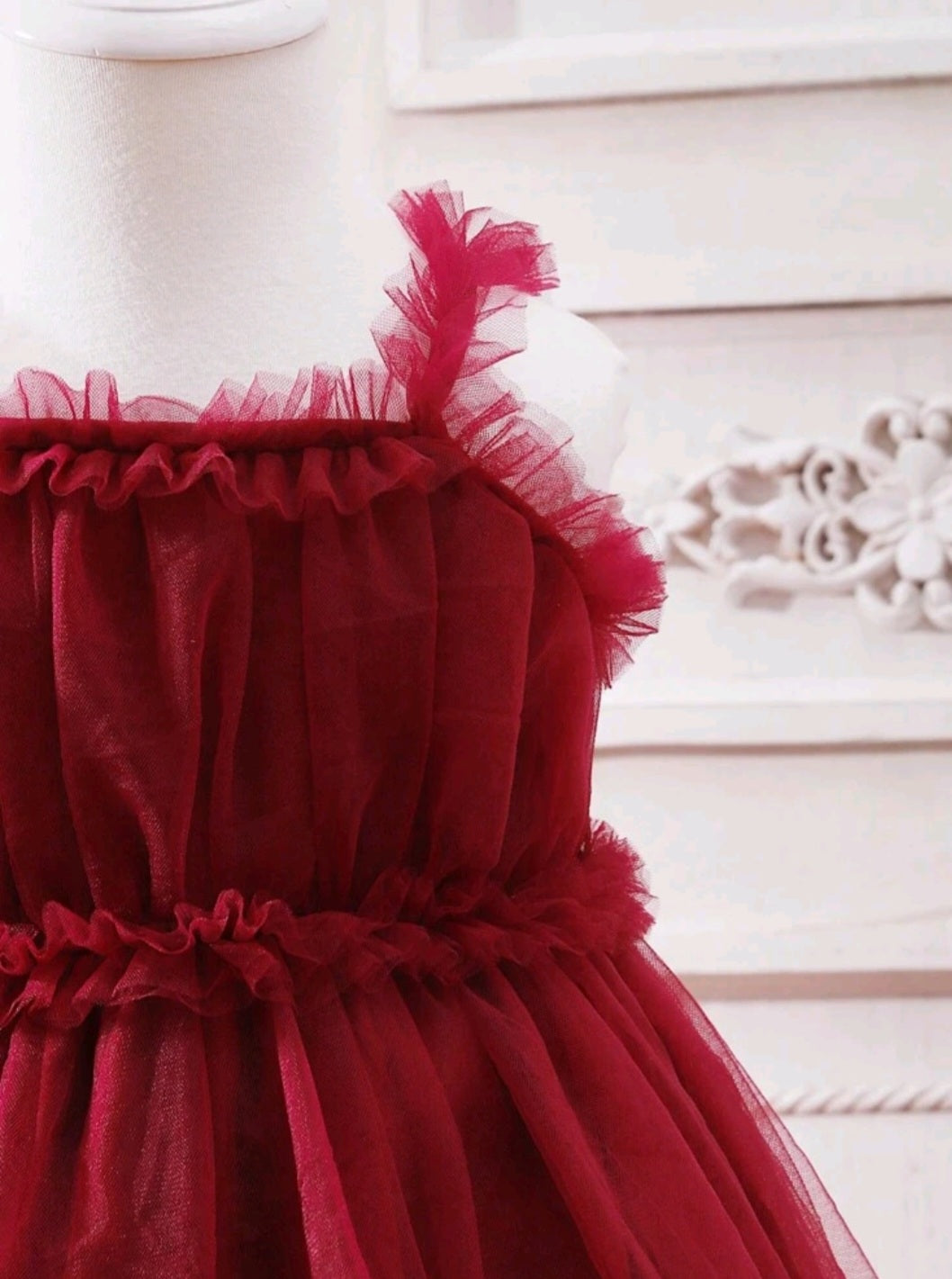 Maroon Mesh Dress
