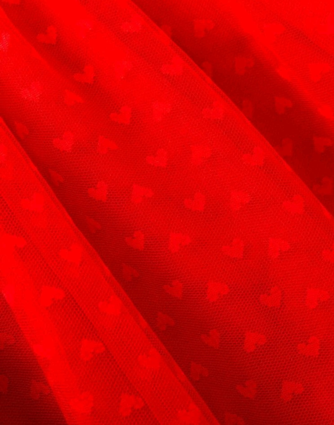 Red Mesh Dress with Heart Detail