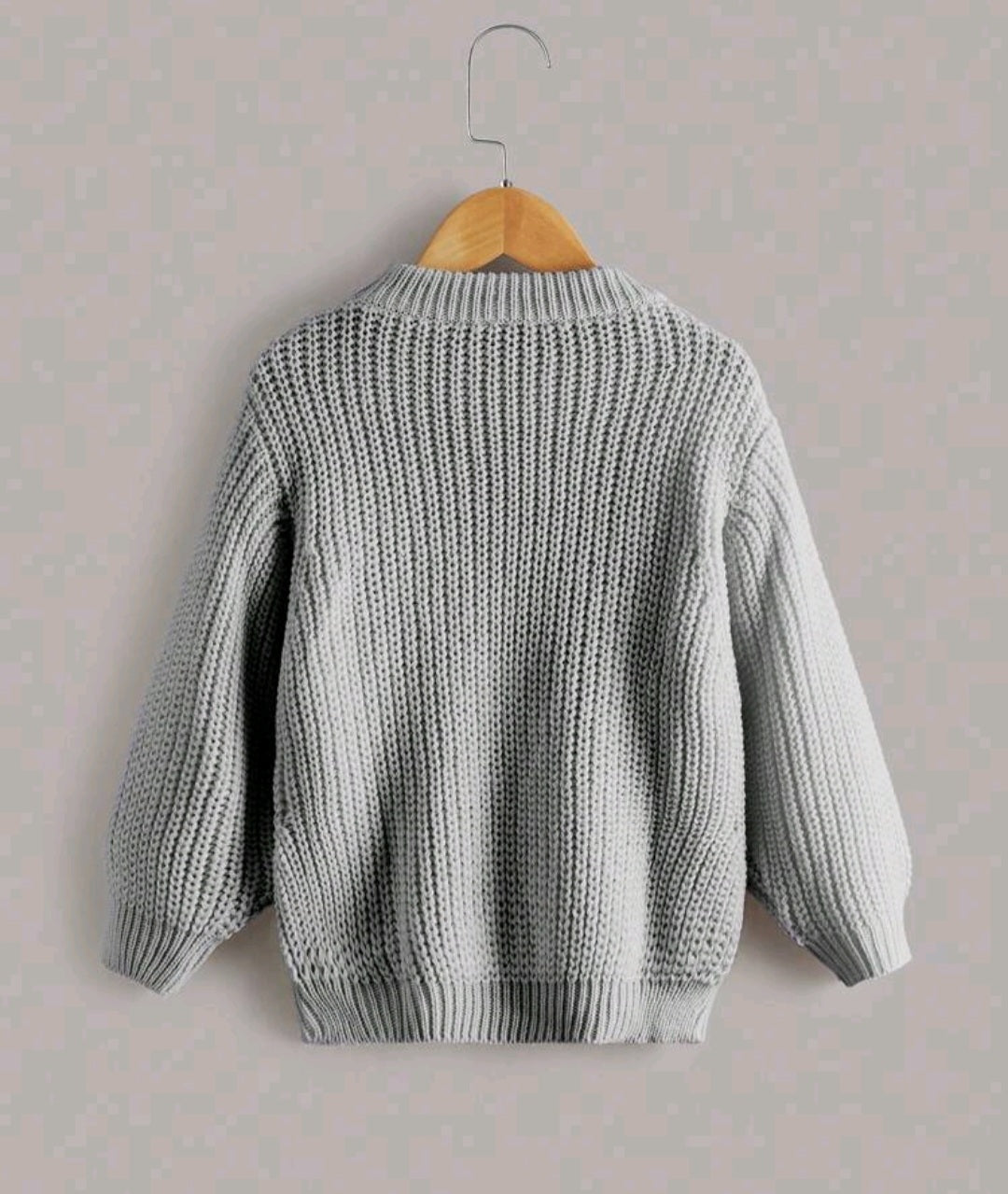 Gray Cable Knited Crew Neck Sweater, Gender Neutral