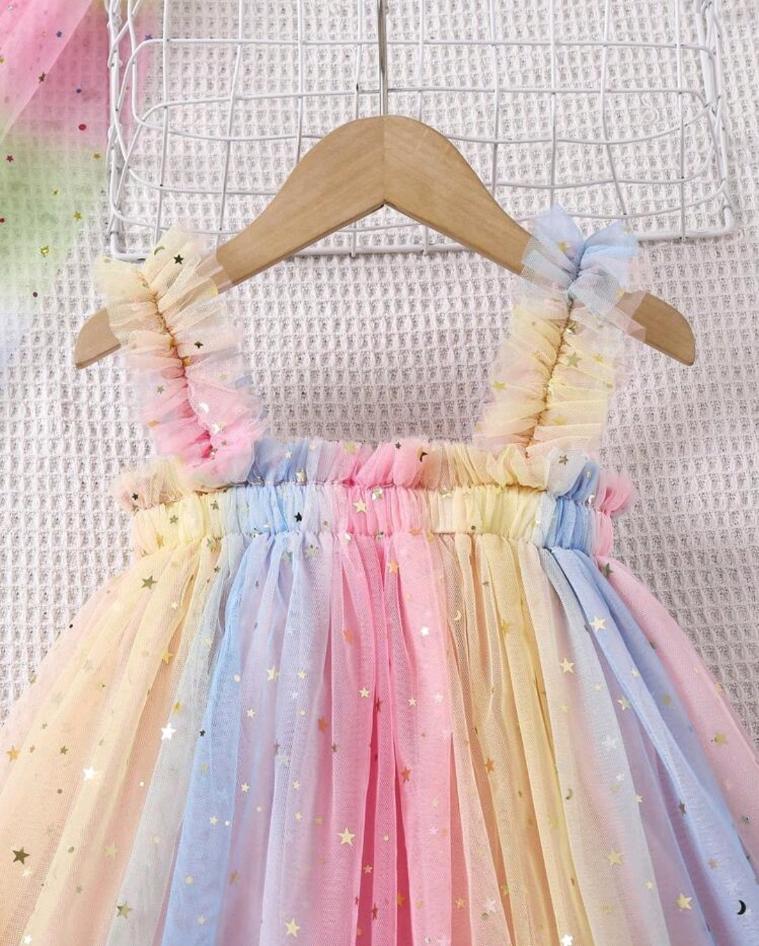 Rainbow Star Tulle Mesh Dress
