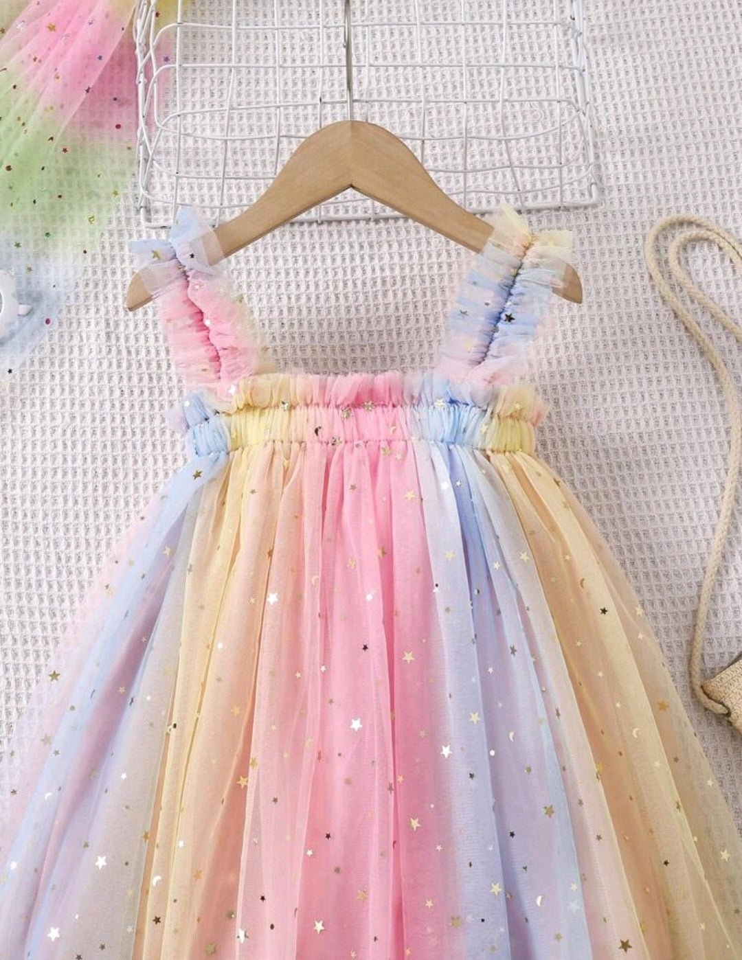 Rainbow Star Tulle Mesh Dress