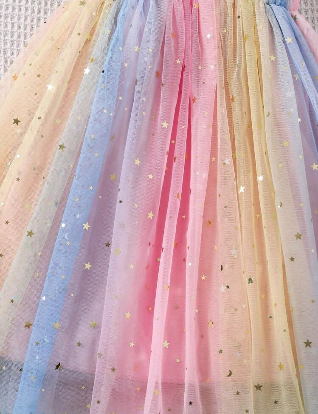 Rainbow Star Tulle Mesh Dress