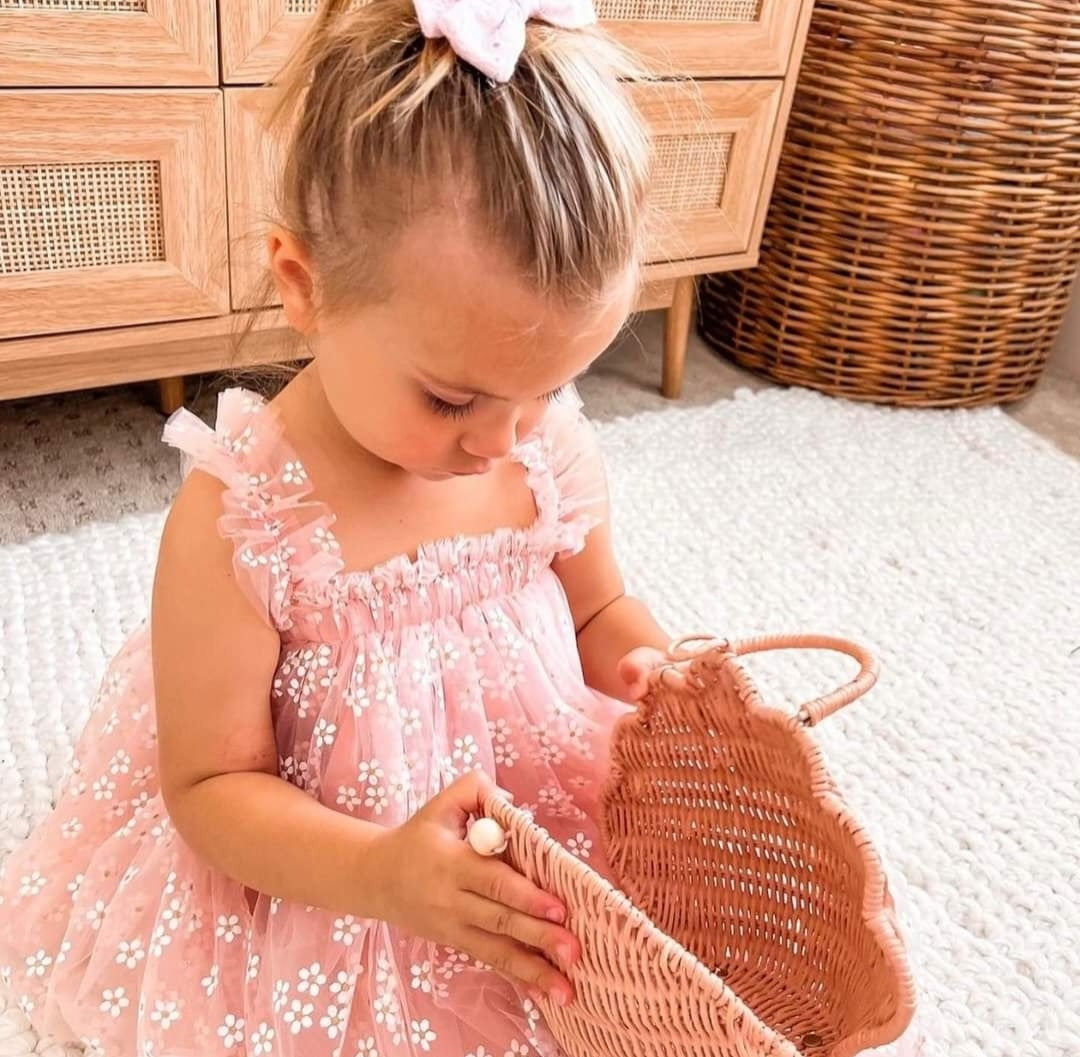 Pink Daisy Tulle Romper