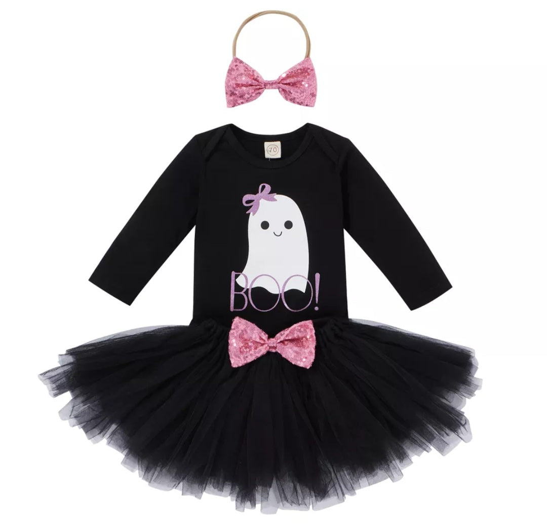 BOO Halloween Romper Tutu And Bow