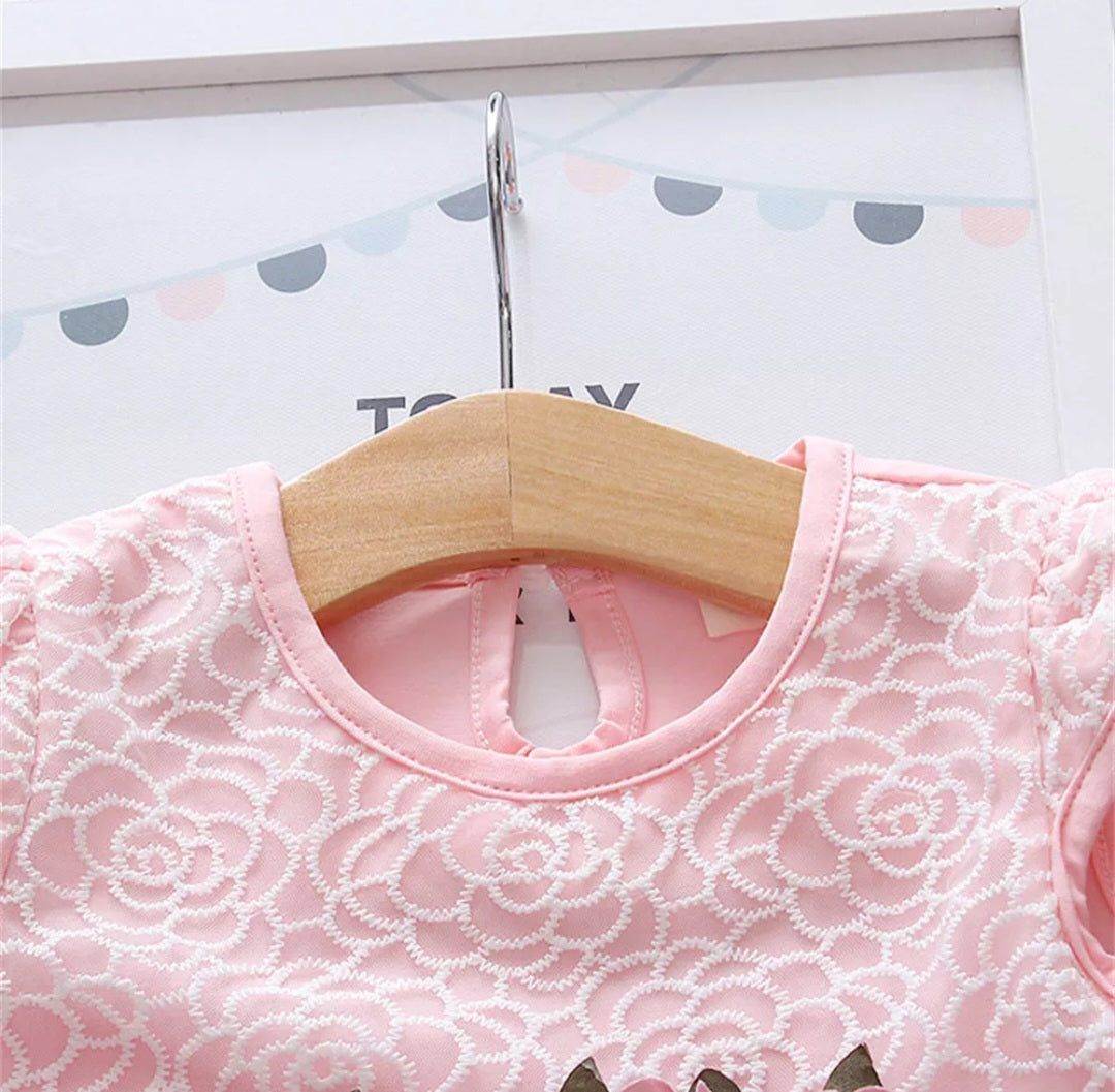 Pink Special Occasions Dress with Floral Clip on