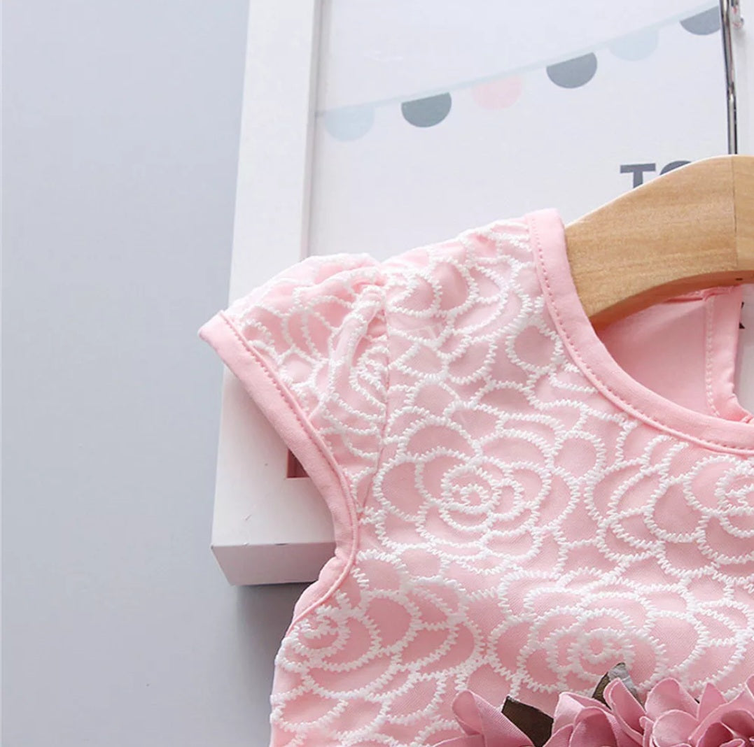 Pink Special Occasions Dress with Floral Clip on