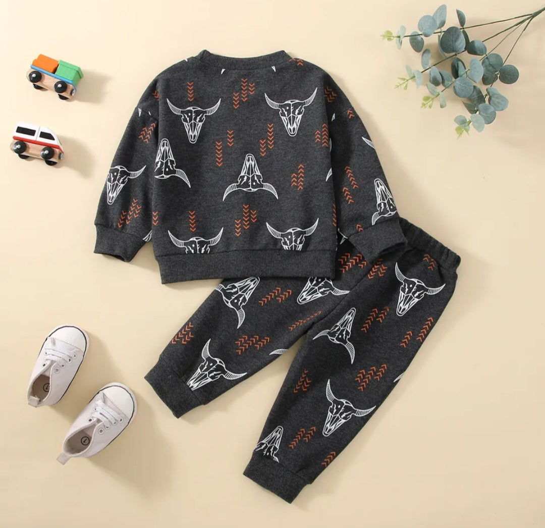 Skull Crew Neck Sweatshirt and Pants