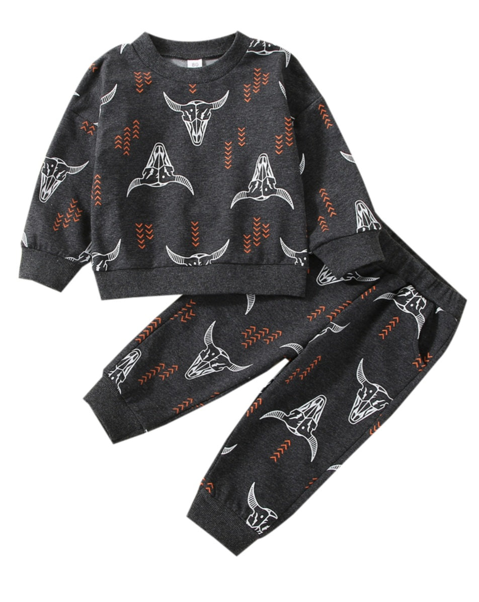 Skull Crew Neck Sweatshirt and Pants