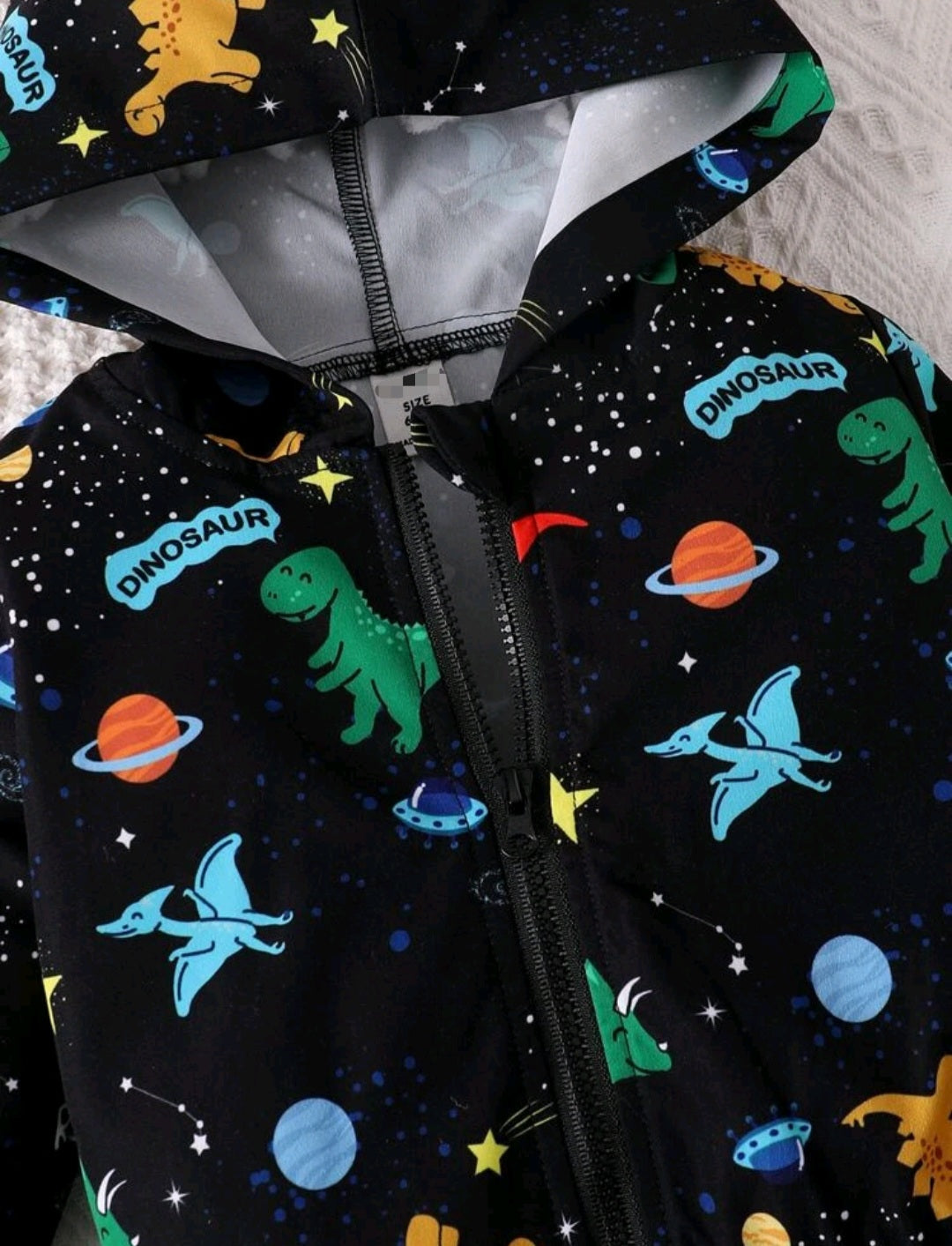 Black Dinosaur Windbreaker Jacket