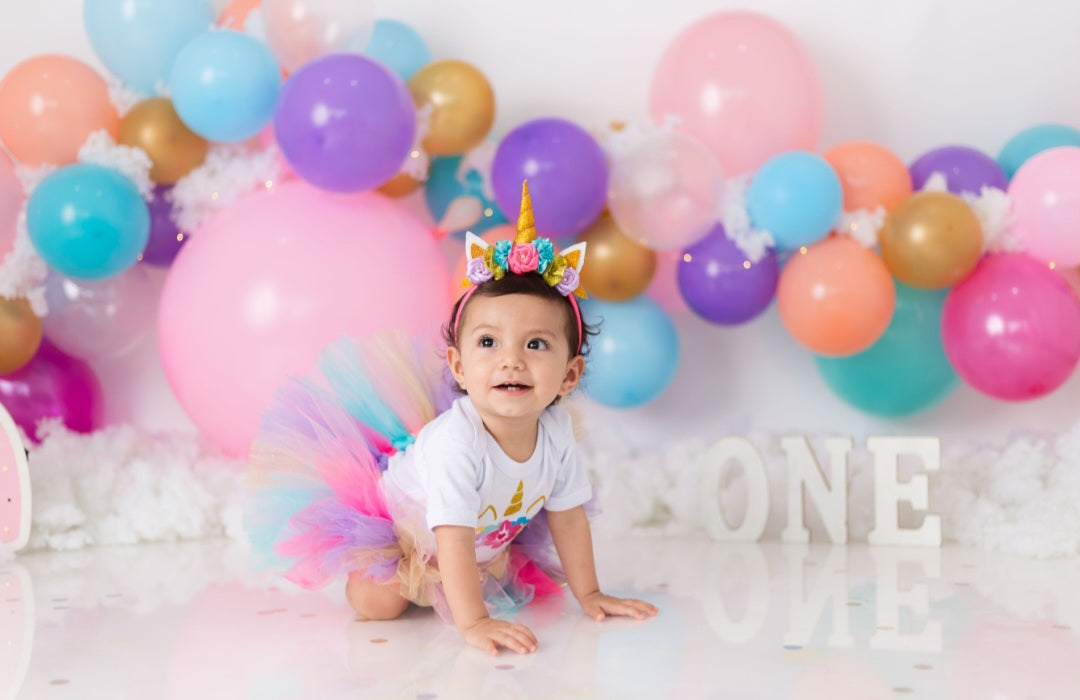 One Unicorn Birthday Romper with Tutu and Unicorn Headband