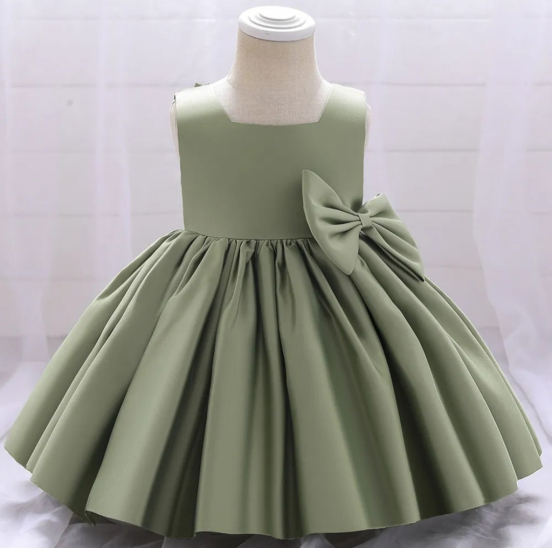 Pistachio Green Special Occasions Dress with Big Bow (Clip on)