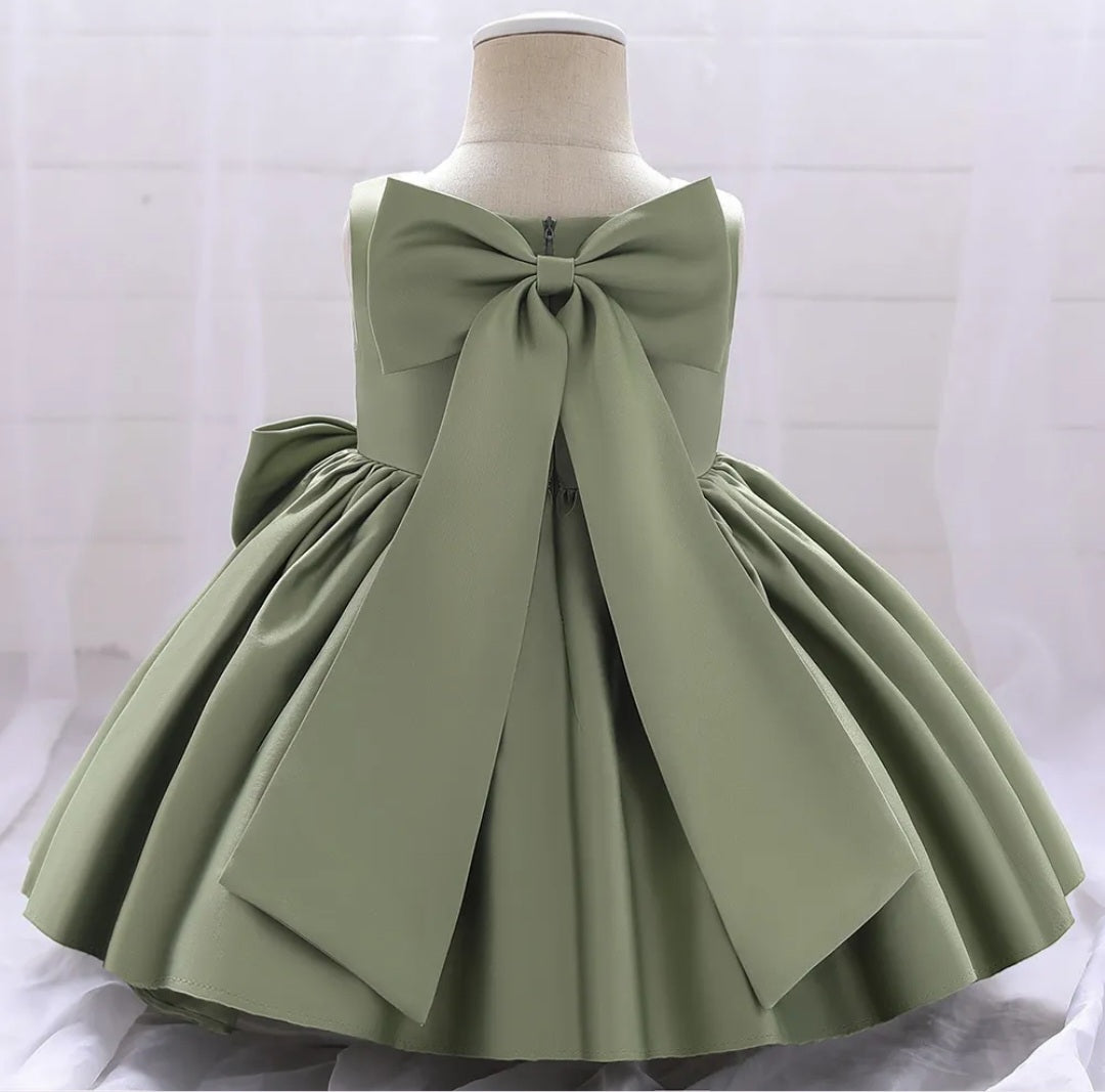 Pistachio Green Special Occasions Dress with Big Bow (Clip on)