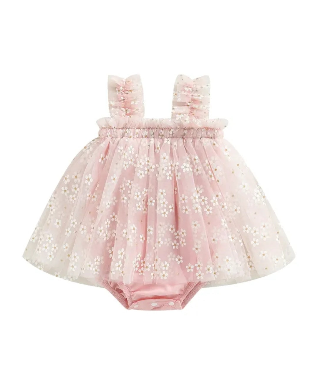 Pink Daisy Tulle Romper