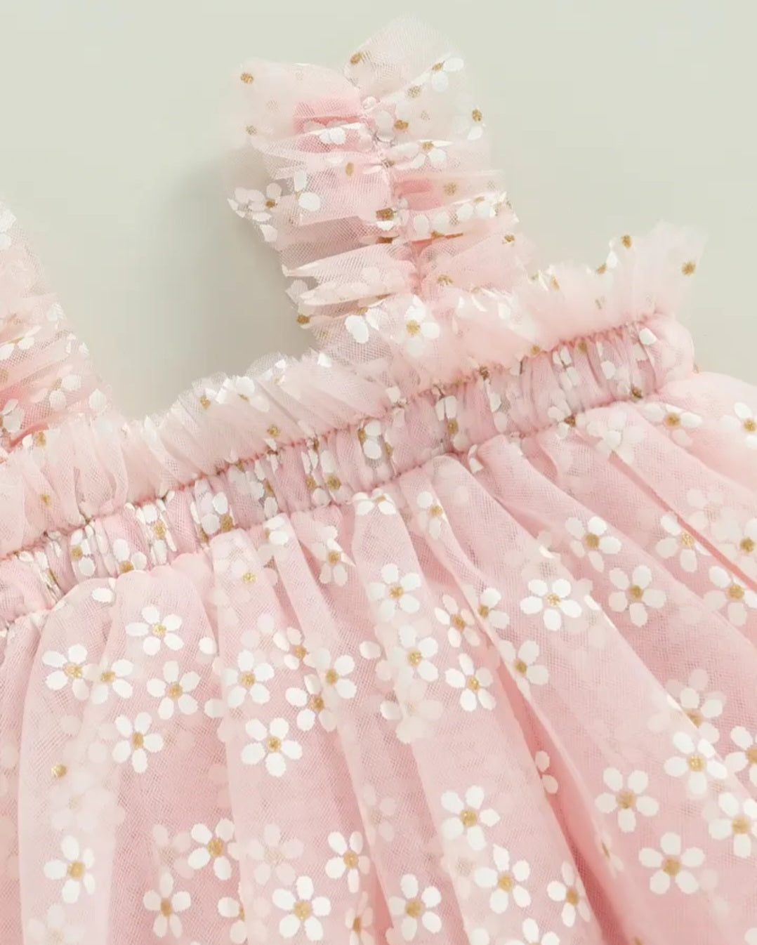 Pink Daisy Tulle Romper