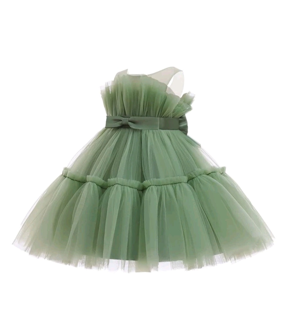 Sage Green Ruffle Special Occasions Dress