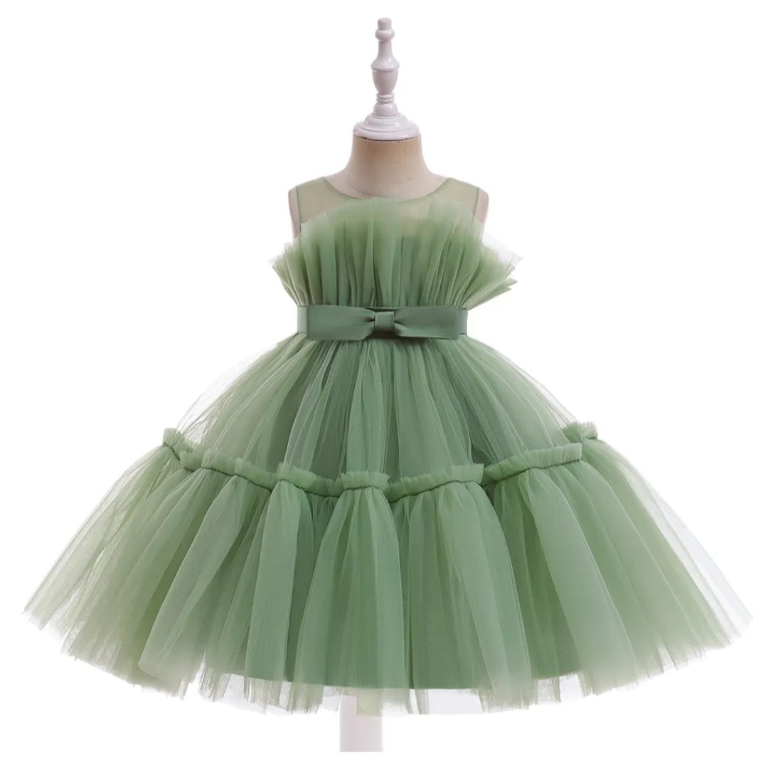 Sage Green Ruffle Special Occasions Dress