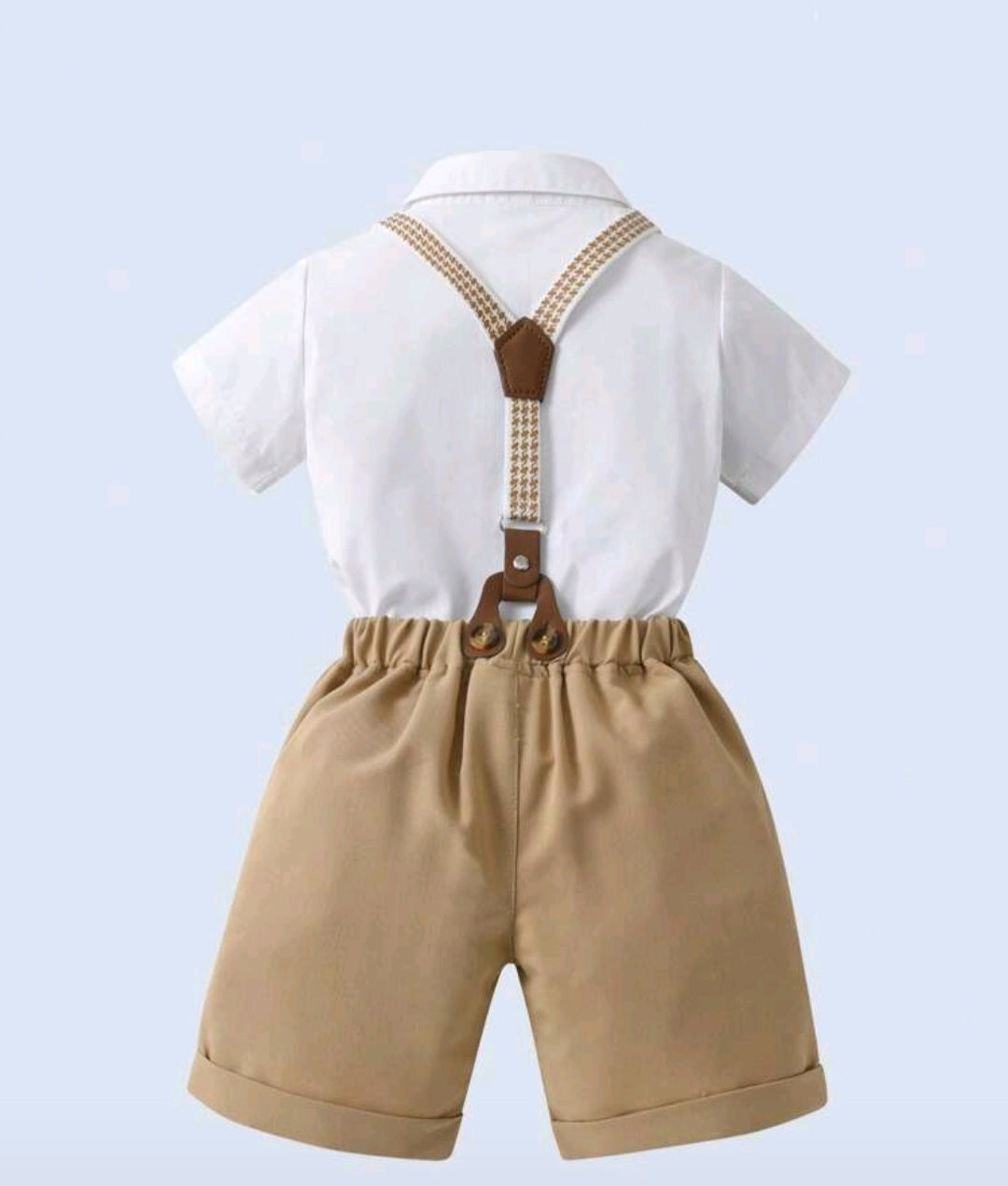 Gentleman Suit White Shirt, Chino Pants, Suspenders and Bowtie