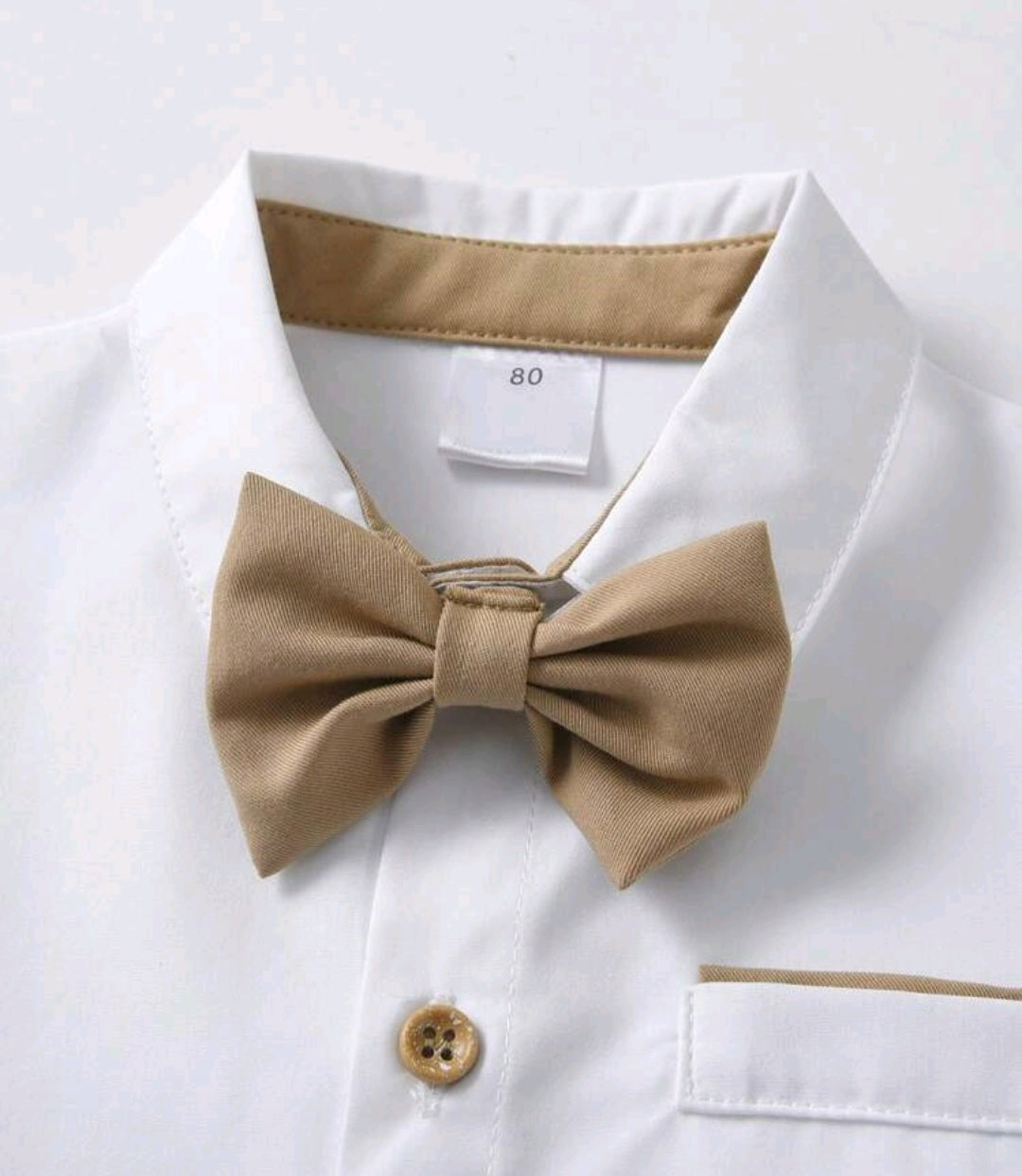 Gentleman Suit White Shirt, Chino Pants, Suspenders and Bowtie