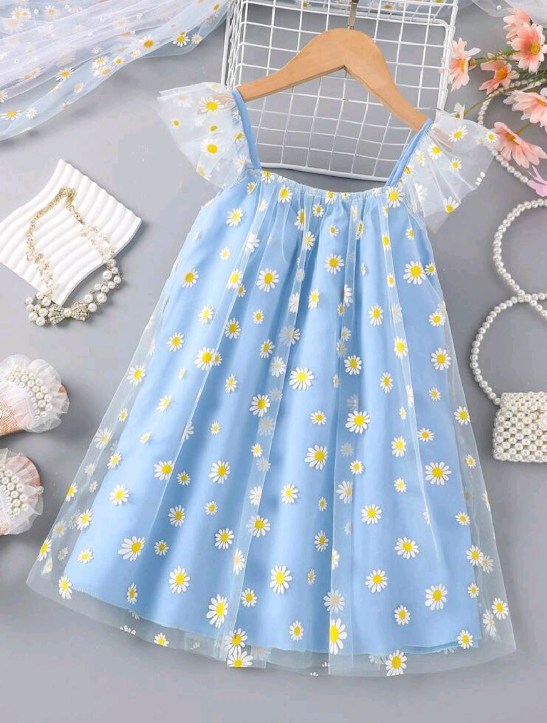 Blue Daisy Tulle Dress